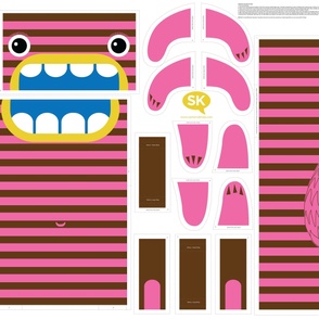 Hungry Monster Laundry Bag: Pink/Brown