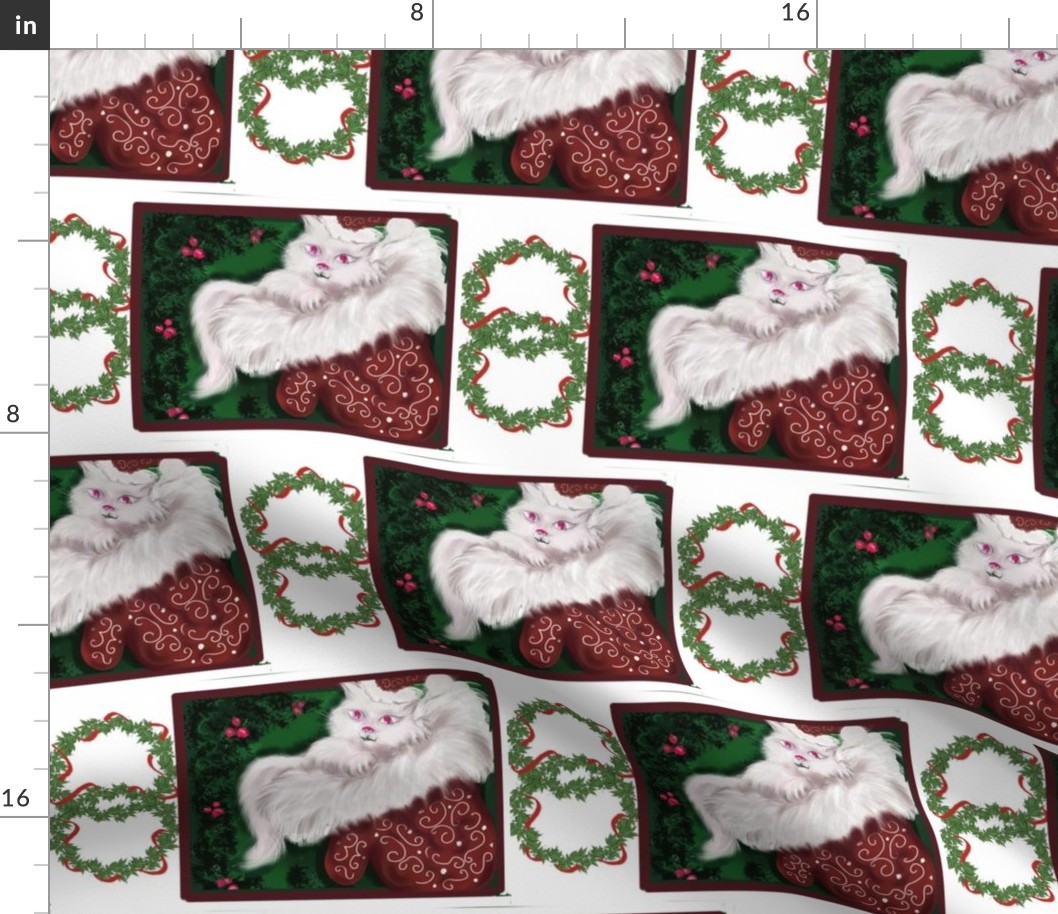 white kitty christmas wreath