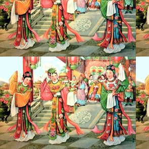 asian china chinese oriental chinoiserie ancient dynasty empress queens princess kings emperor royalty palace dancing dancers traditional soldiers