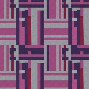 Abstract, Bold Minimal Geometric, Pink, Grey and Purple Rectangle by Sarah Price Medium Scale Perfect for bags, clothing and quilts