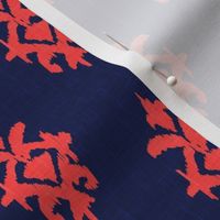 SIMPLE IKAT - fiery coral + navy linen