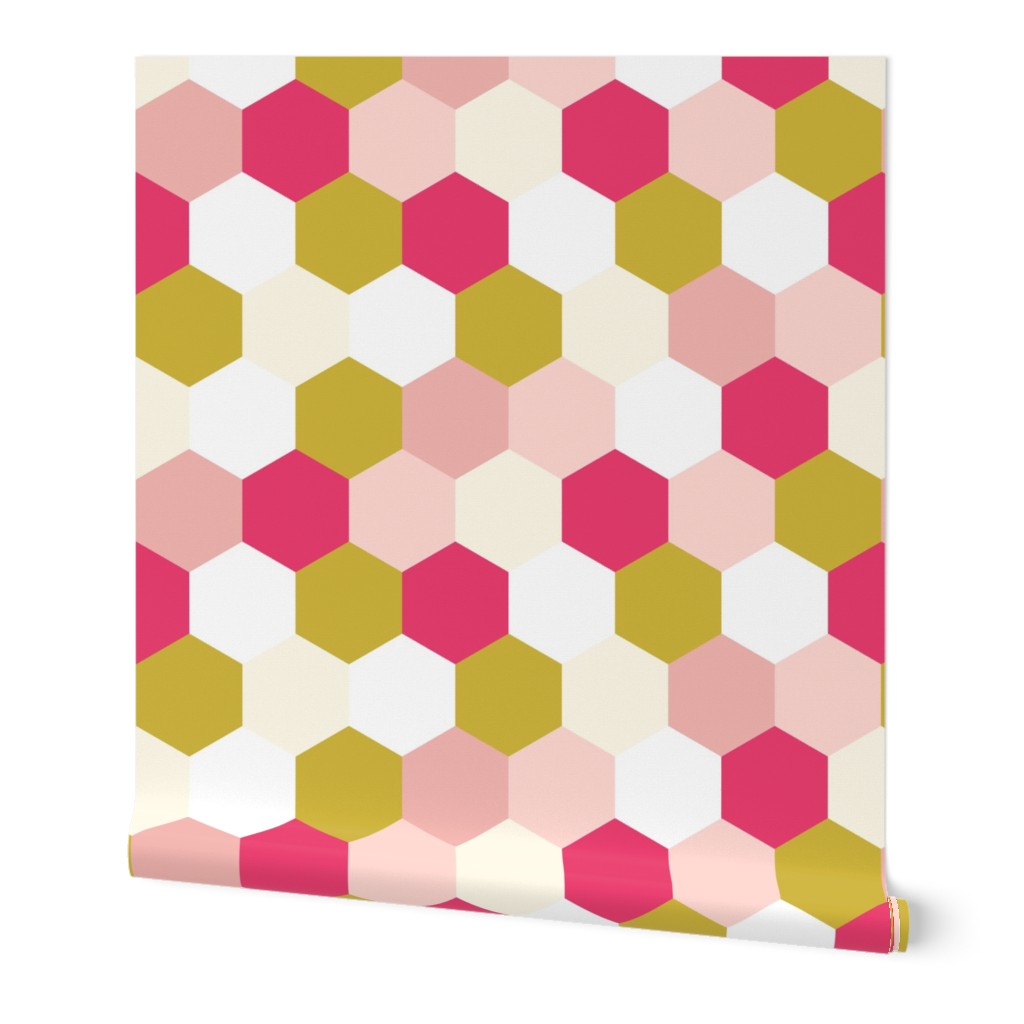 Wholecloth Hexi Quilt Top // Melon and Cream