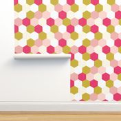 Wholecloth Hexi Quilt Top // Melon and Cream