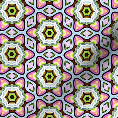 Pink and Green Flower Pattern Geometric