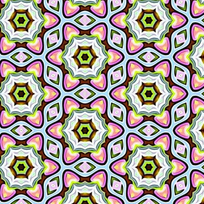 Pink and Green Flower Pattern Geometric