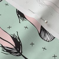 pink and minty feathers - elvelyckan