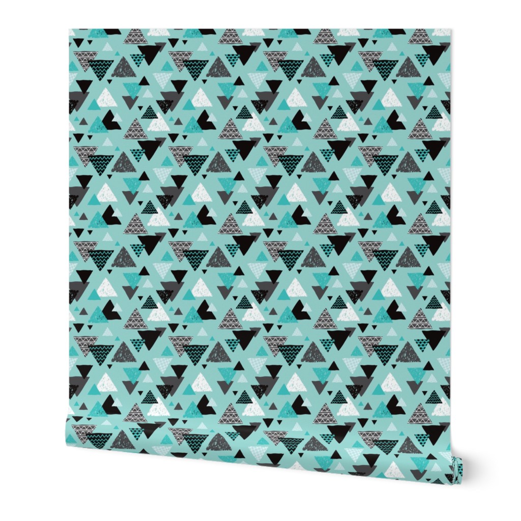 Geometric triangle aztec illustration hand drawn pattern blue boys