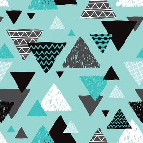 Geometric triangle aztec illustration hand drawn pattern blue boys