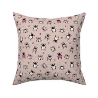 Adorable little beige and pink creepy bugs beetle illustration pattern