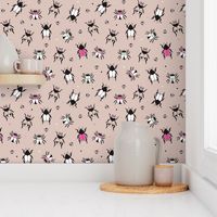 Adorable little beige and pink creepy bugs beetle illustration pattern