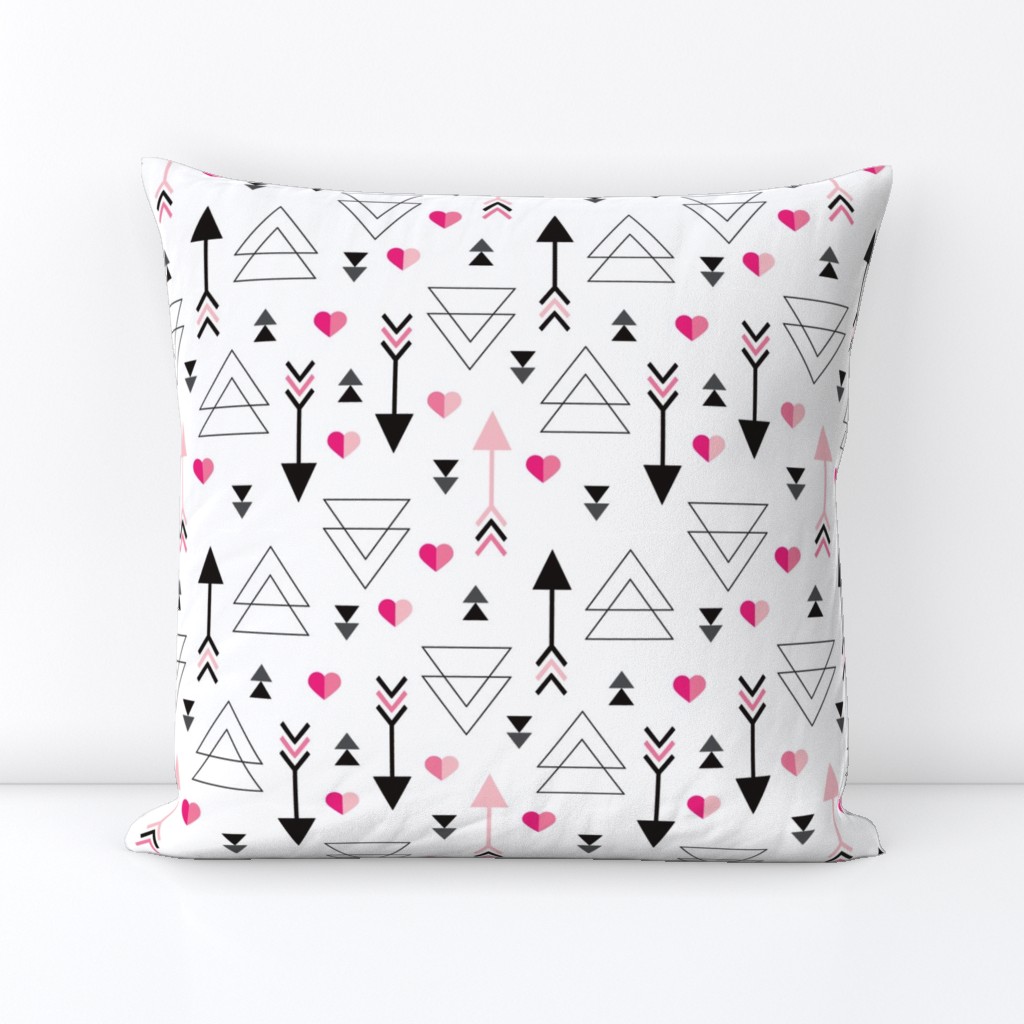 Geometric arrow and heart triangle pink  love illustration indian theme illustration print