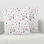 Geometric arrow and heart triangle pink  love illustration indian theme illustration print