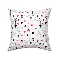 Geometric arrow and heart triangle pink  love illustration indian theme illustration print