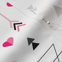 Geometric arrow and heart triangle pink  love illustration indian theme illustration print