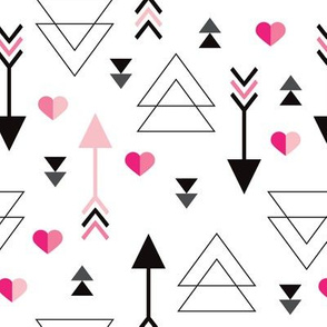Geometric arrow and heart triangle pink  love illustration indian theme illustration print