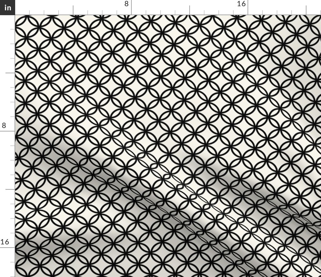 Fretwork geometric circles, black + off-white by Su_G_©Su Schaefer