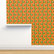 Cute little dragon fantasy dinosaur kids illustration in orange and green