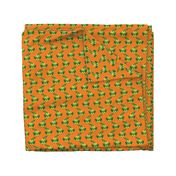 Cute little dragon fantasy dinosaur kids illustration in orange and green