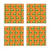 Cute little dragon fantasy dinosaur kids illustration in orange and green