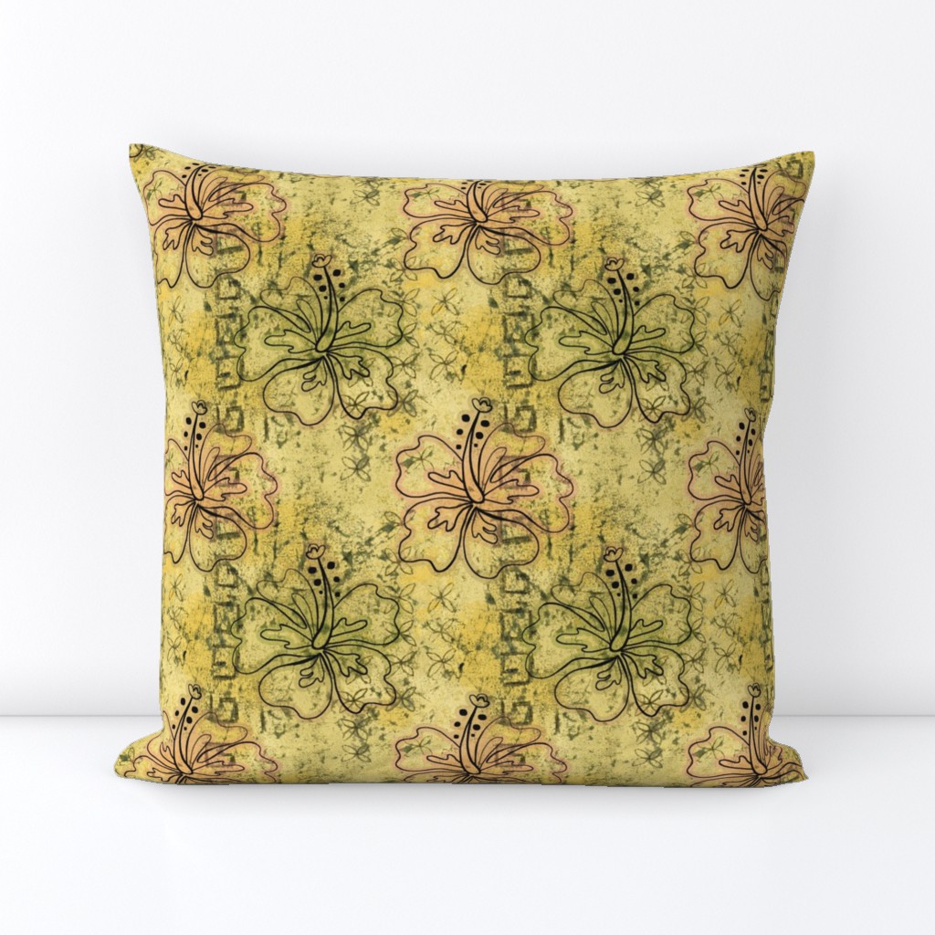 hibiscus batik - yellow ochre