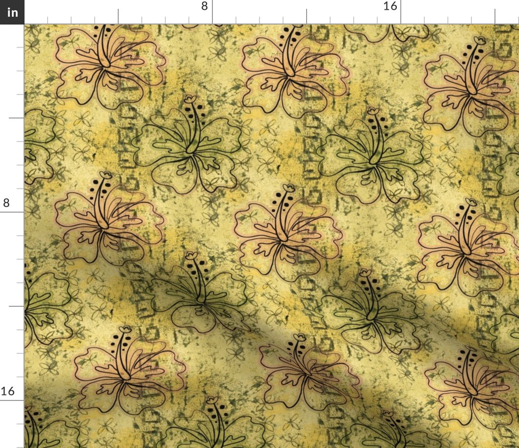 hibiscus batik - yellow ochre