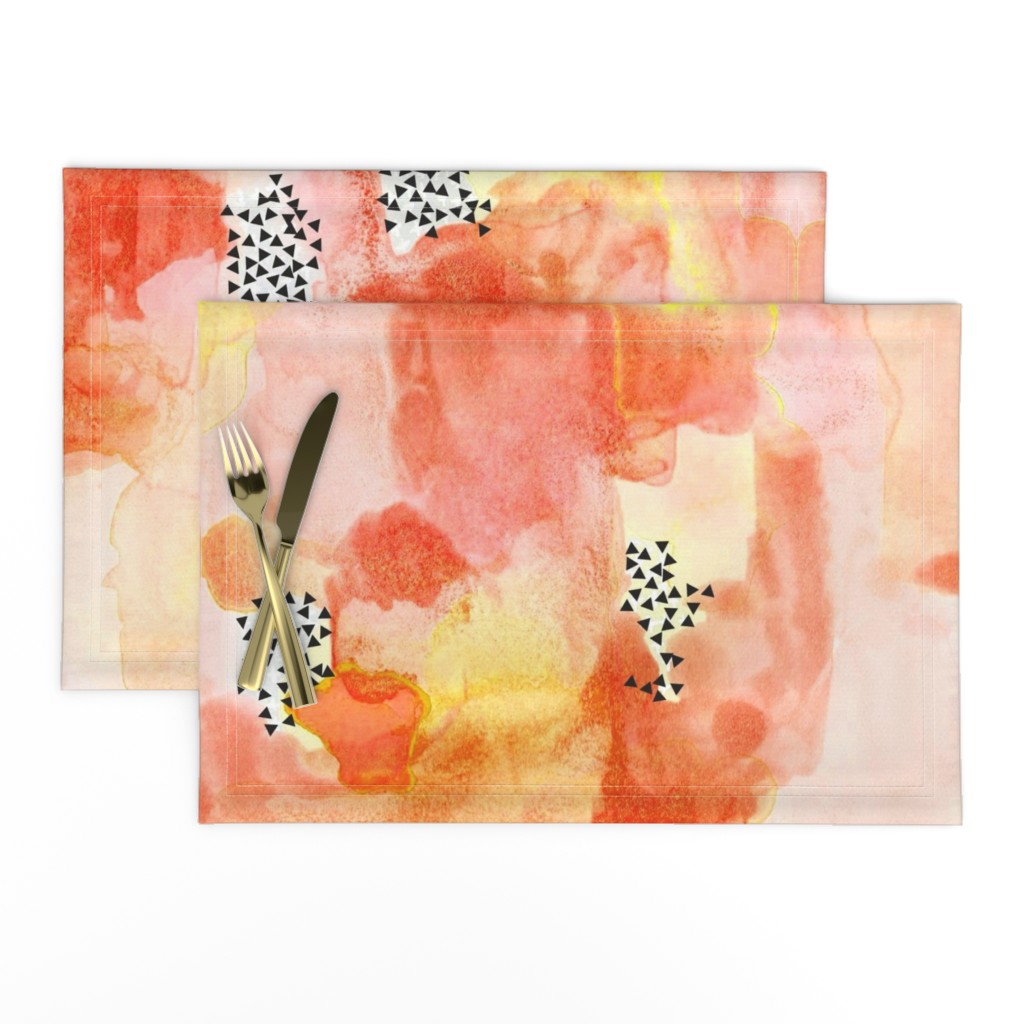 hand-painted watercolor abstract // coral + yellow