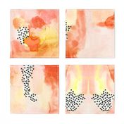 hand-painted watercolor abstract // coral + yellow