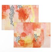 hand-painted watercolor abstract // coral + yellow