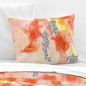 hand-painted watercolor abstract // coral + yellow