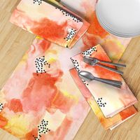 hand-painted watercolor abstract // coral + yellow