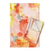 hand-painted watercolor abstract // coral + yellow