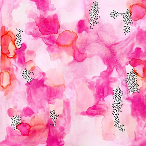hand-painted watercolor abstract // pink + coral // small