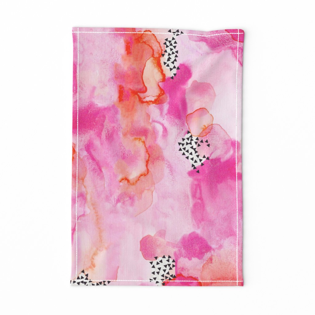 hand-painted watercolor abstract // pink + coral