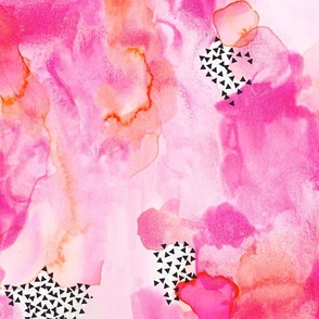 hand-painted watercolor abstract // pink + coral