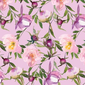 lavender watercolor florals