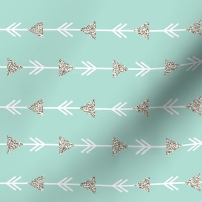 aqua climbing arrows + silver sparkle // small // horizontal