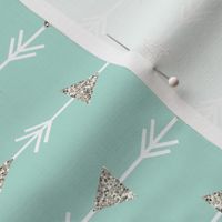 aqua climbing arrows + silver sparkle // small // horizontal