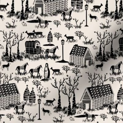 Folk Town Toile