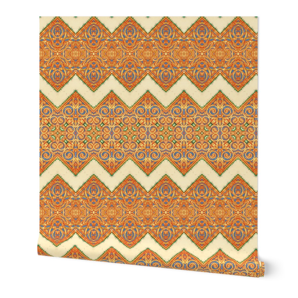 Illuminated Manuscript Chevron Gold and blue