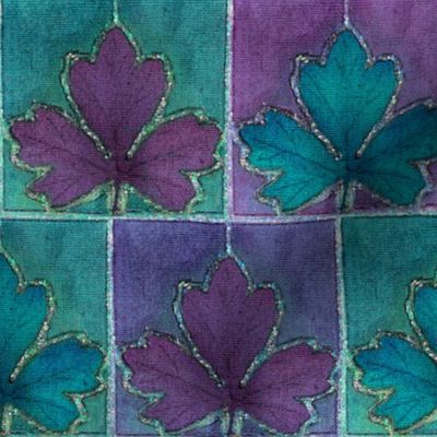 Dyepaint_leaf_crop_fabric_offset_teal_redviolet_minagreen