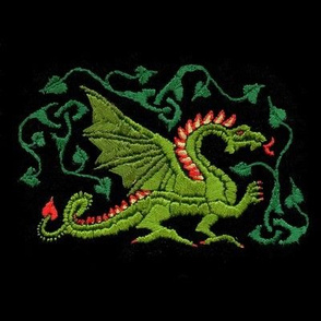 dragon embroidery on black