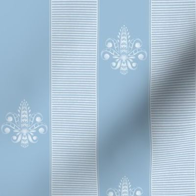 french blue and white fleur de lis 2 inch stripe