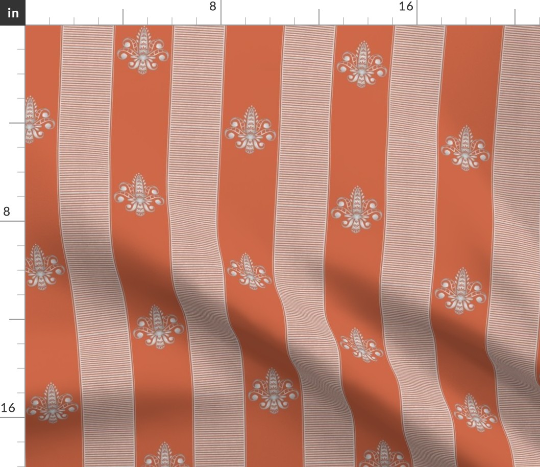 silver tangerine fleur de lis 2 inch stripe