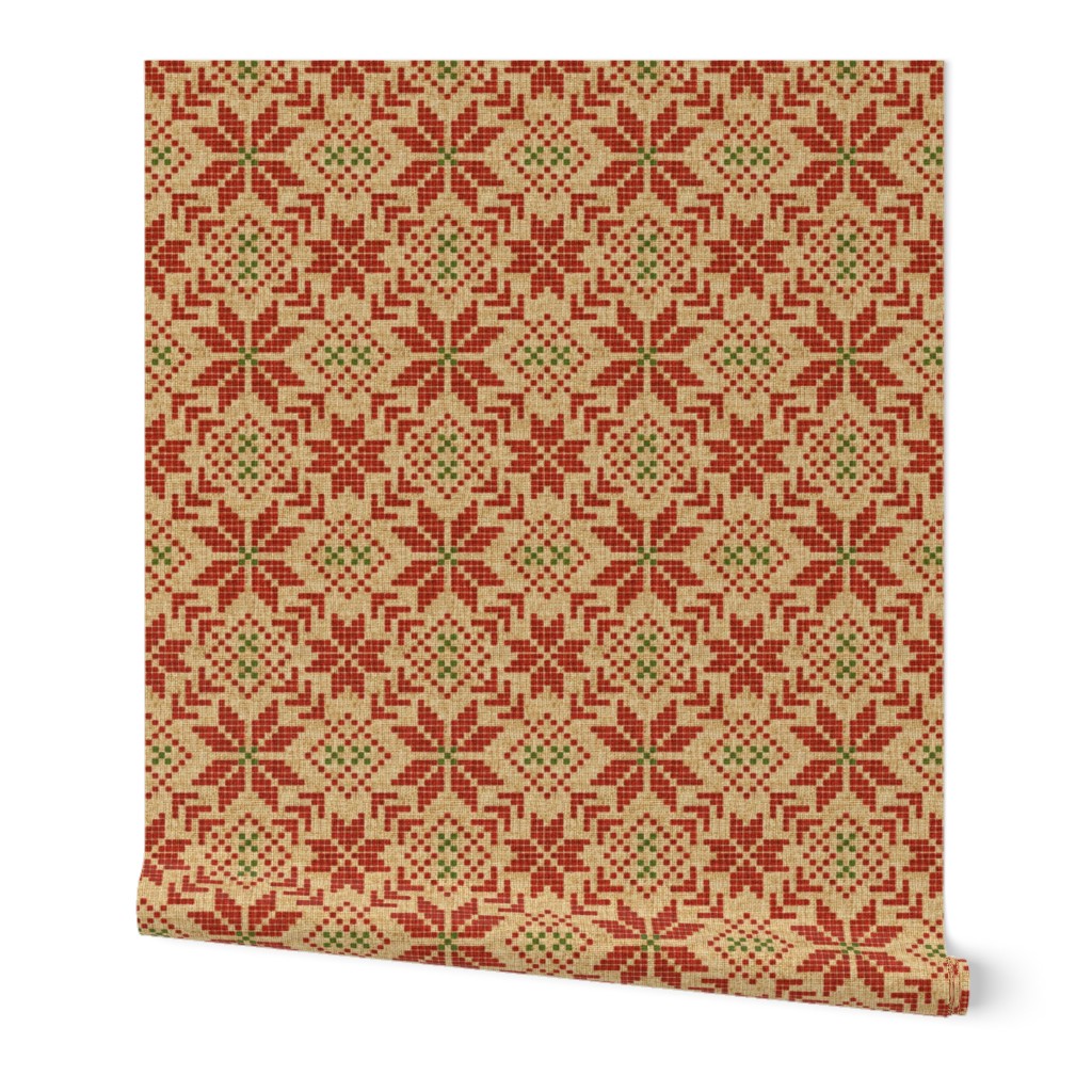 Holiday Fair Isle in Christmas Burlap