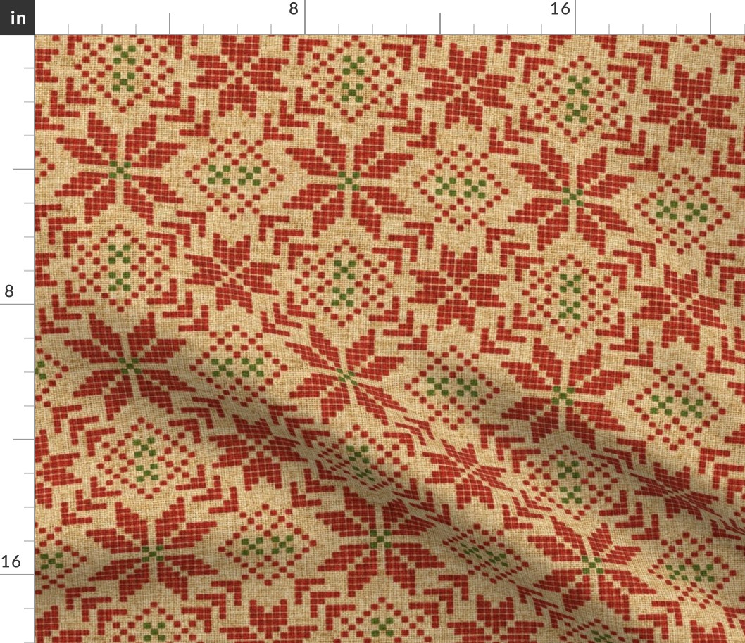 Holiday Fair Isle in Christmas Burlap