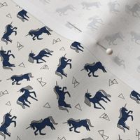 unicorns // navy blue unicorn cute mini design tiny unicorns navy blue