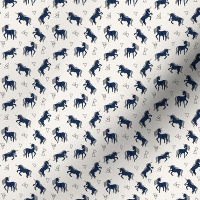 unicorns // navy blue unicorn cute mini design tiny unicorns navy blue