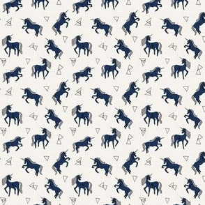 unicorns // navy blue unicorn cute mini design tiny unicorns navy blue