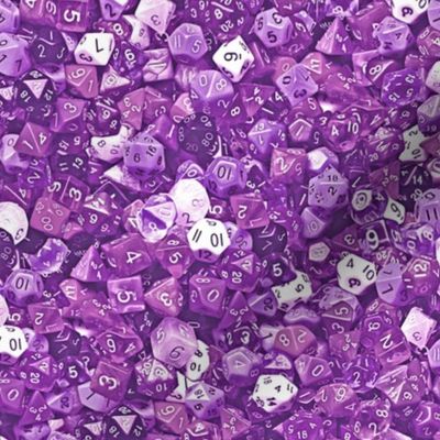 a sea of purple dice 