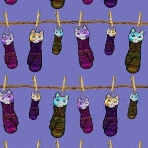 SMALL KITTENS IN MITTENS LAUNDRY LILAC BLUE